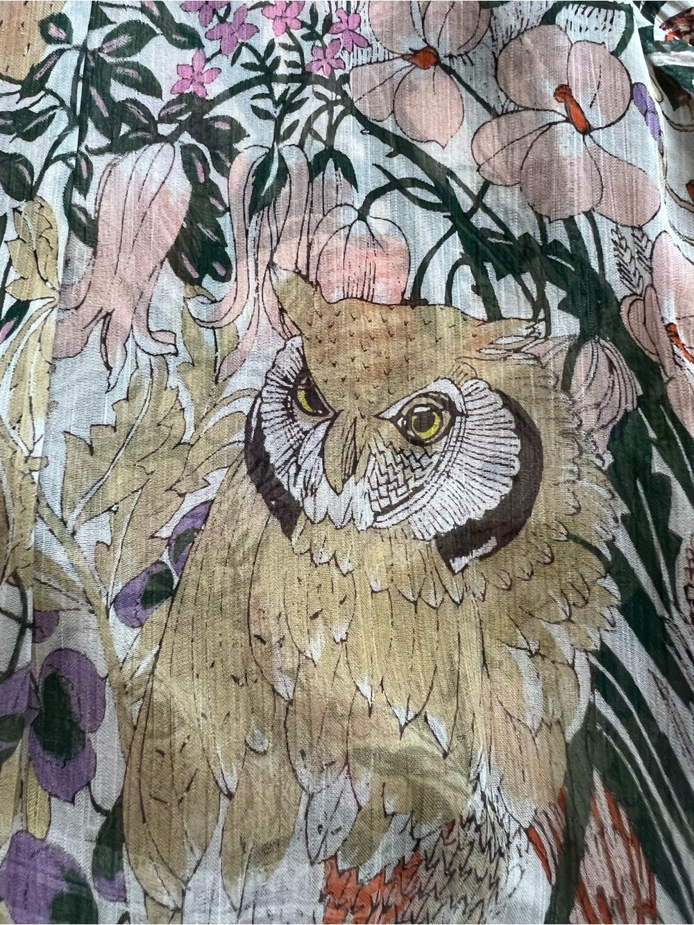 Anthropologie Marais Owl Print Boho Tiered Maxi Dress 1X - Picture 14 of 16